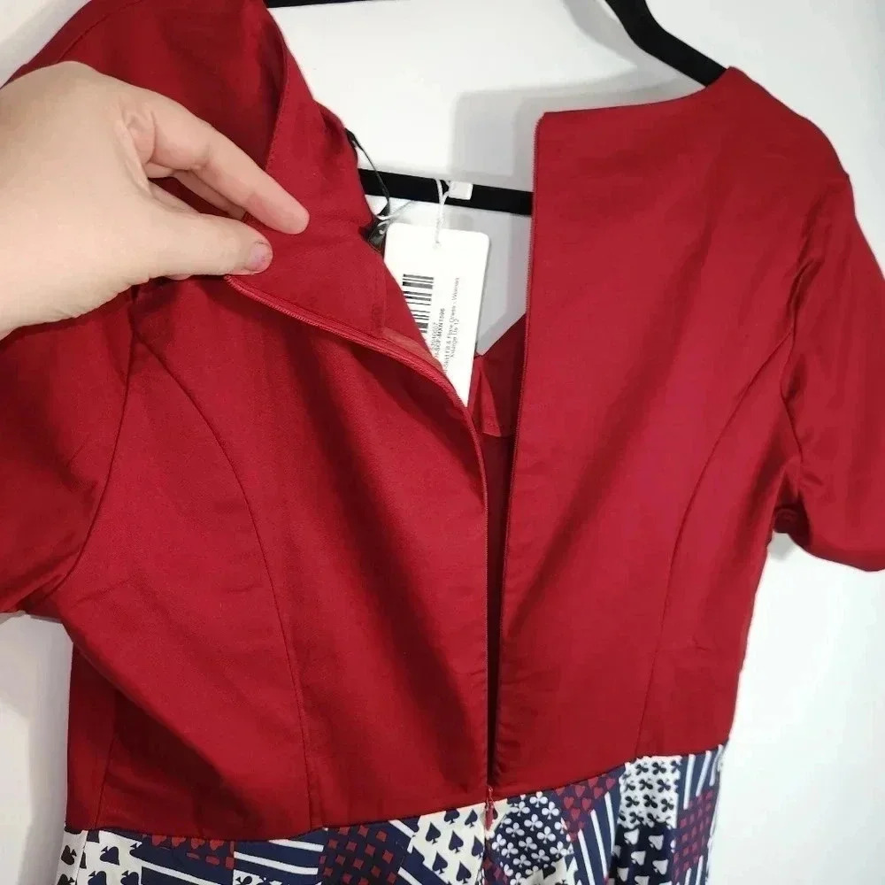 Vintage Style Sucrefas Dress Deck Of Cards Pin-up Red White Blue XXL 12 - Picture 9 of 12